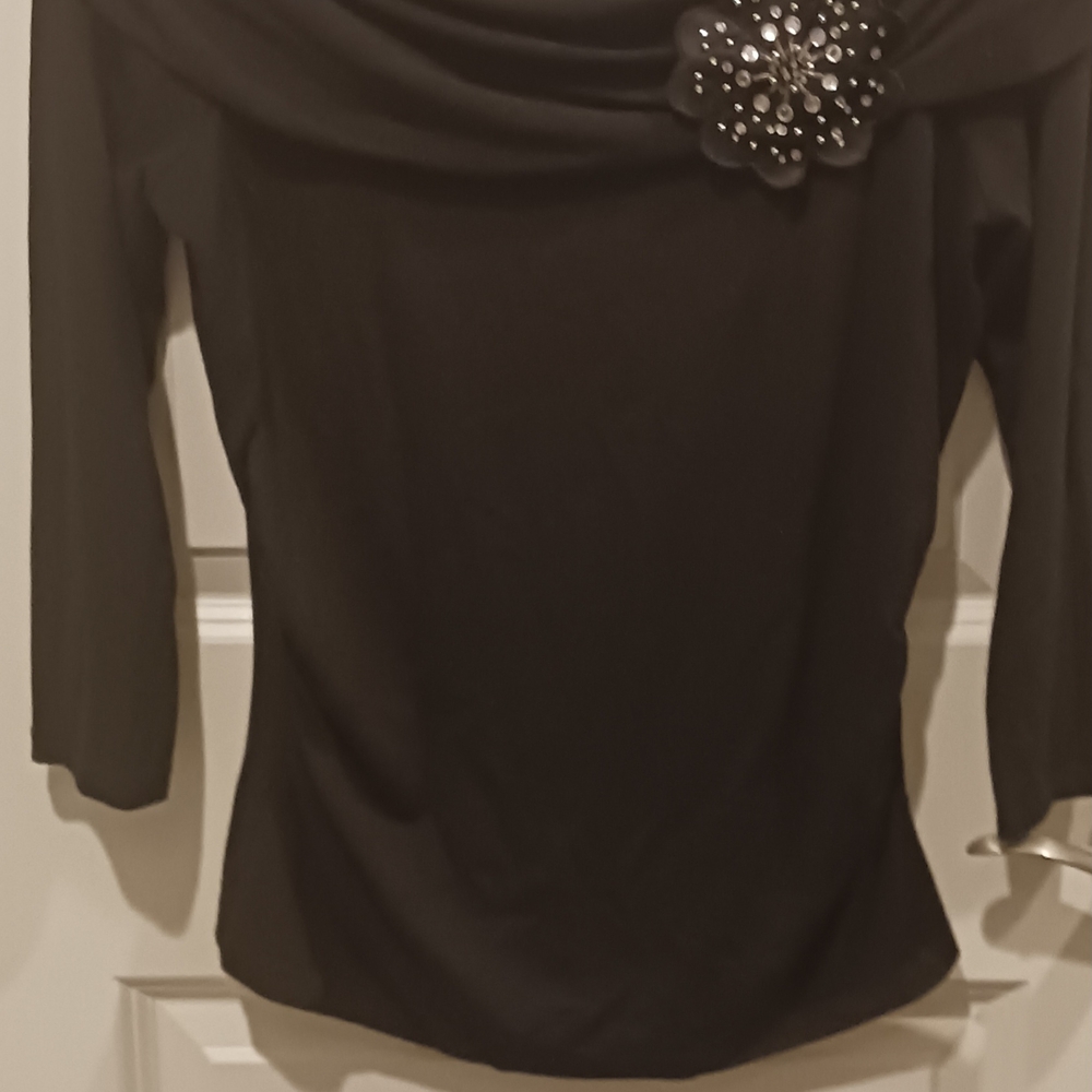 Elegant Black Women's Top with Embellished Detail